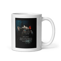 Kitten with Butterfly White Glossy Mug