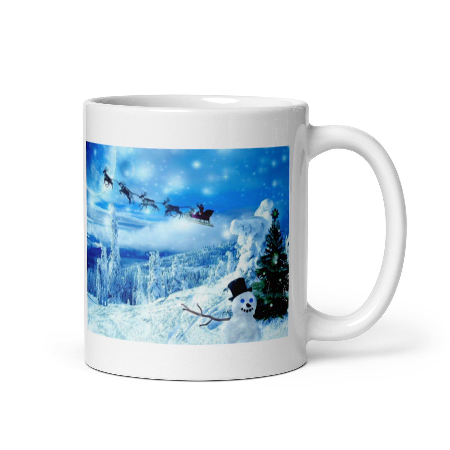 Winter Holiday Christmas Design White Glossy Mug