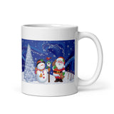Holiday Snowman with Santa White Glossy Mug