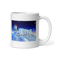 Holiday Snowman Wishing Merry Christmas White Glossy Mug