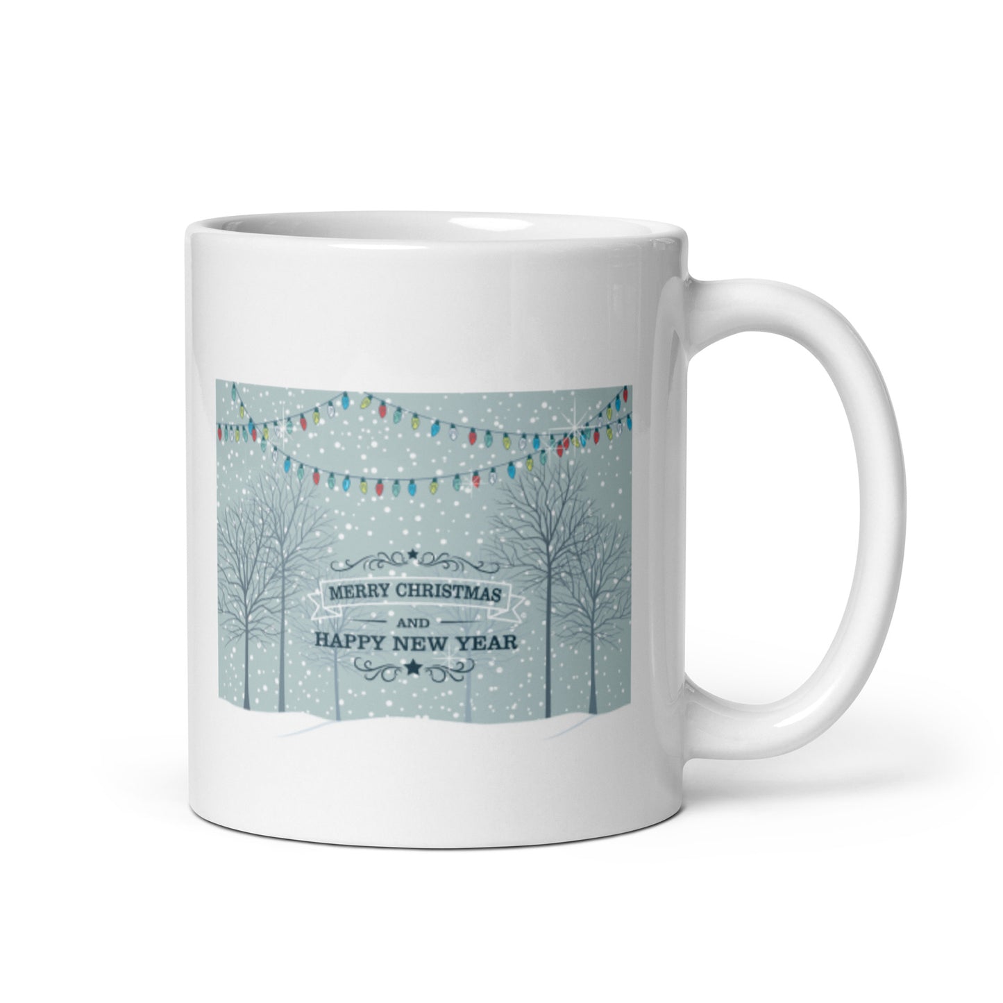 Merry Christmas and Happy New Year White Glossy Mug
