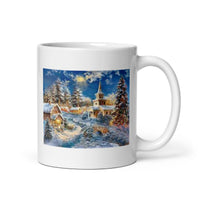 Winter and Christmas Holiday Scene  White Glossy Mug