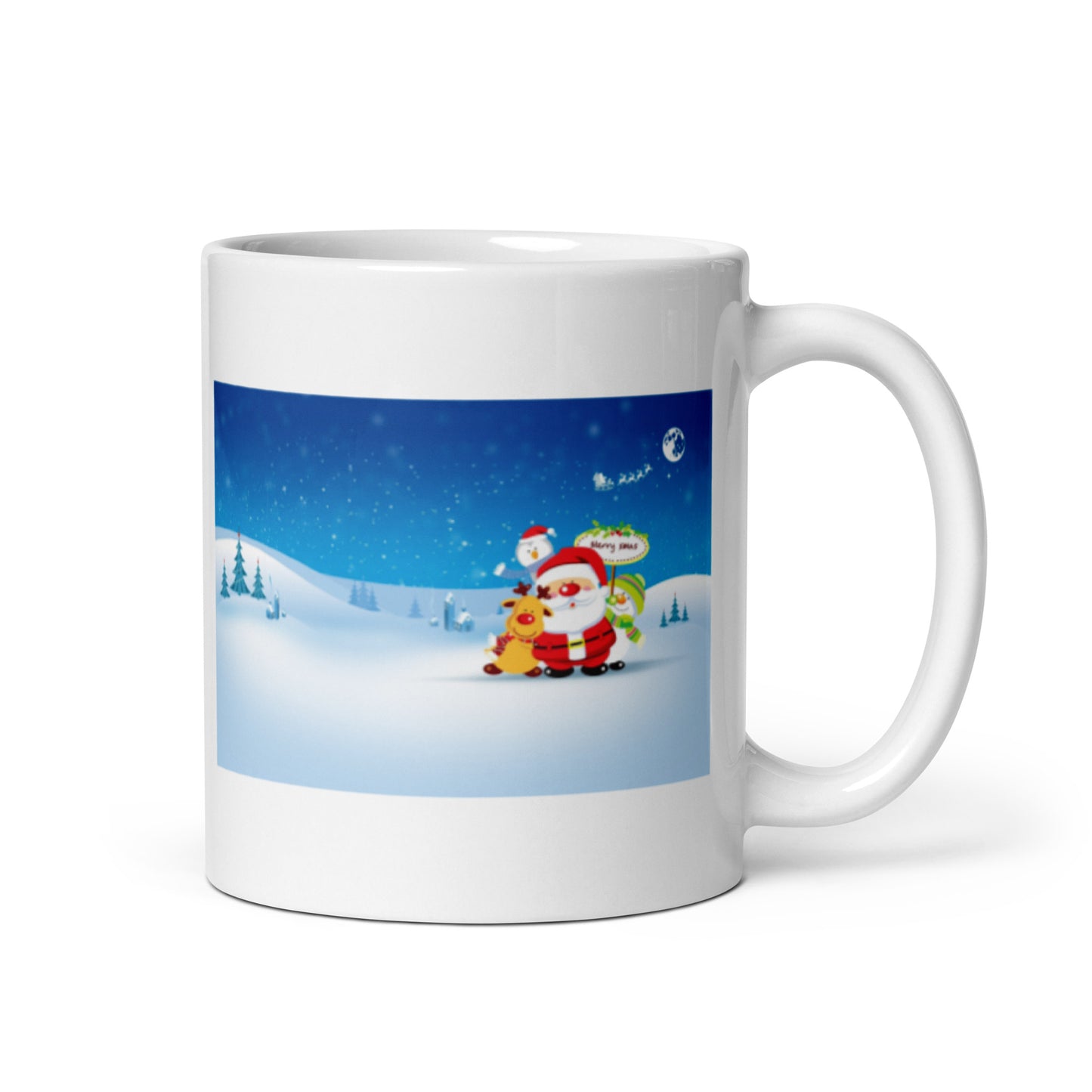 Holiday Santa with Winter Scene White Glossy Mug Great Gift for the Holidays
