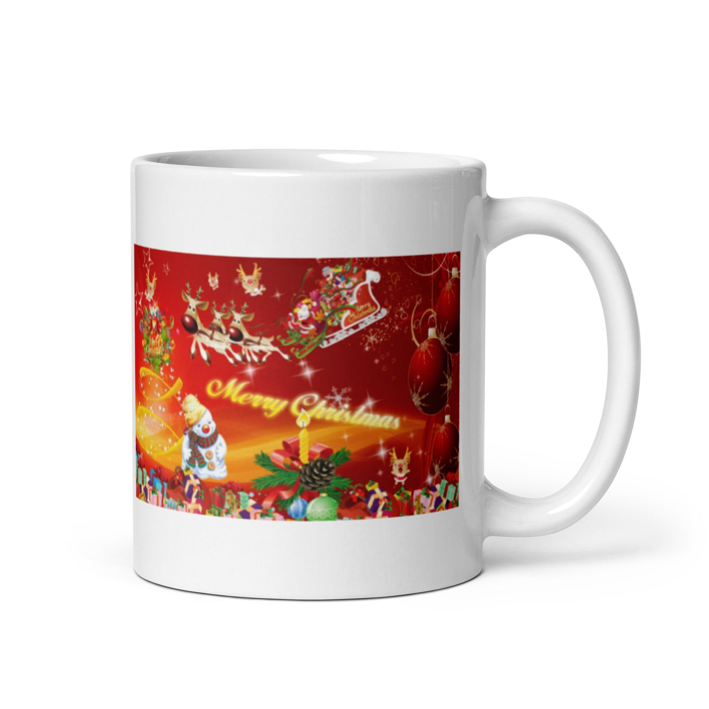 Merry Christmas with Santa White Glossy Mug