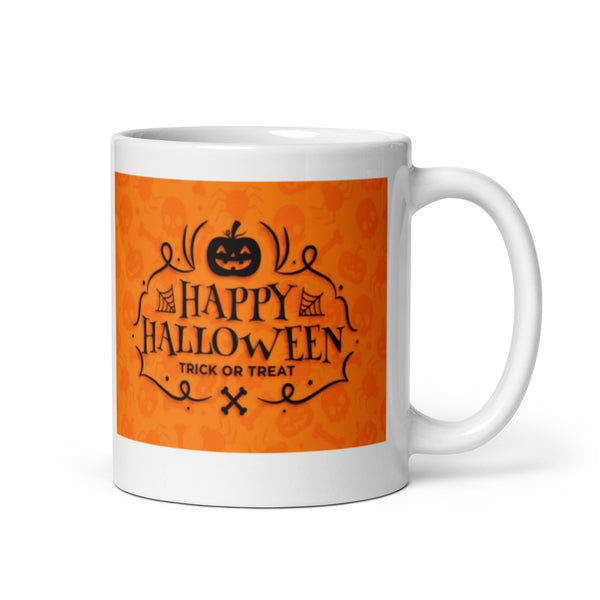 Happy Halloween Trick or Treat White Glossy Mug
