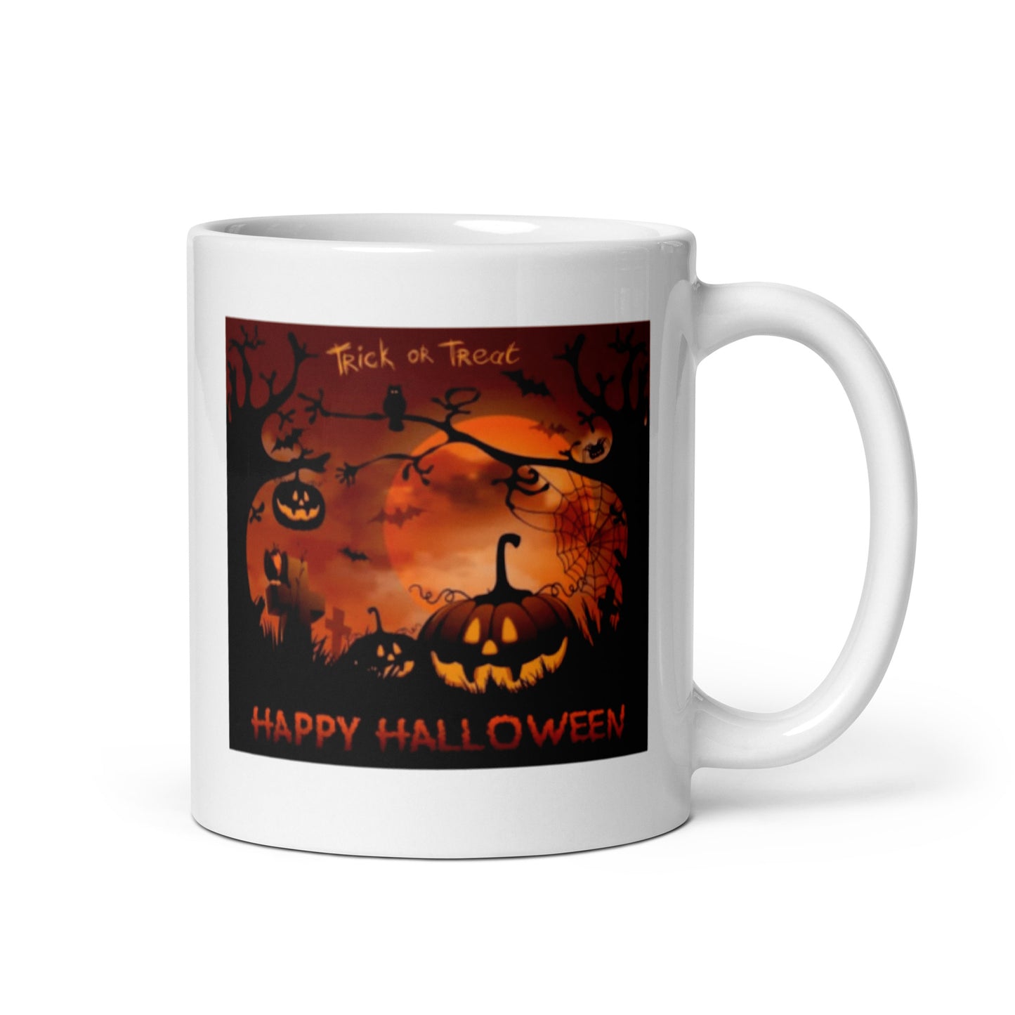 Happy Halloween with Pumpkins White Glossy Mug