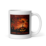 Happy Halloween with Pumpkins White Glossy Mug