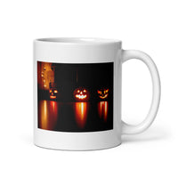 Scary Happy Halloween Jack O' Lantern White Glossy Mug