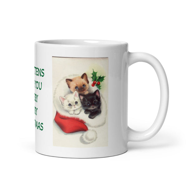 Kittens Wish You A Very Merry Christmas White Glossy Mug