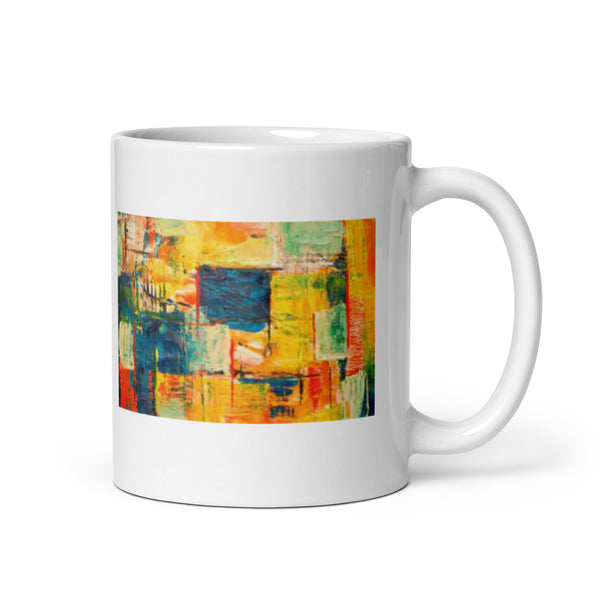 Abstract Art Design White Glossy Mug
