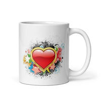 Happy Valentine Day White Glossy Mug with Big Heart