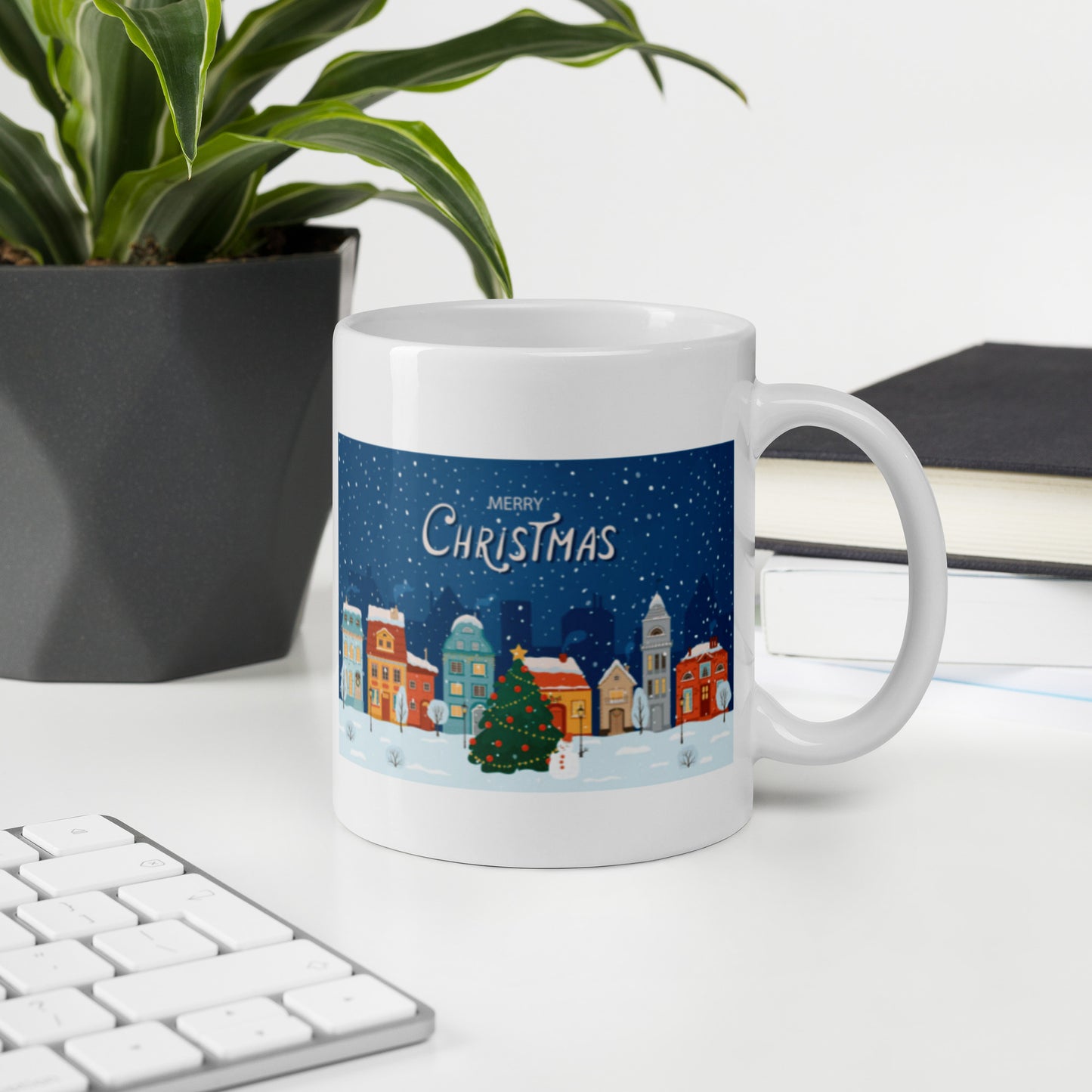 Merry Christmas Holiday White Glossy Mug