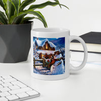 Holiday Merry Christmas with Snowman White Glossy Mug