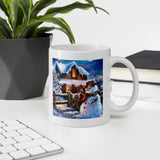 Holiday Merry Christmas with Snowman White Glossy Mug