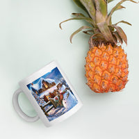 Holiday Merry Christmas with Snowman White Glossy Mug