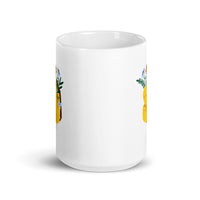 Flower Design White Glossy Mug