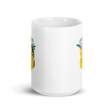 Flower Design White Glossy Mug