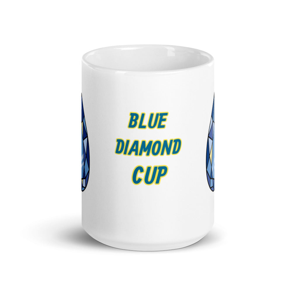 Blue Diamond Design White Glossy Coffee Mug