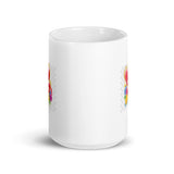 Three Hearts with Flowers White Glossy Mug