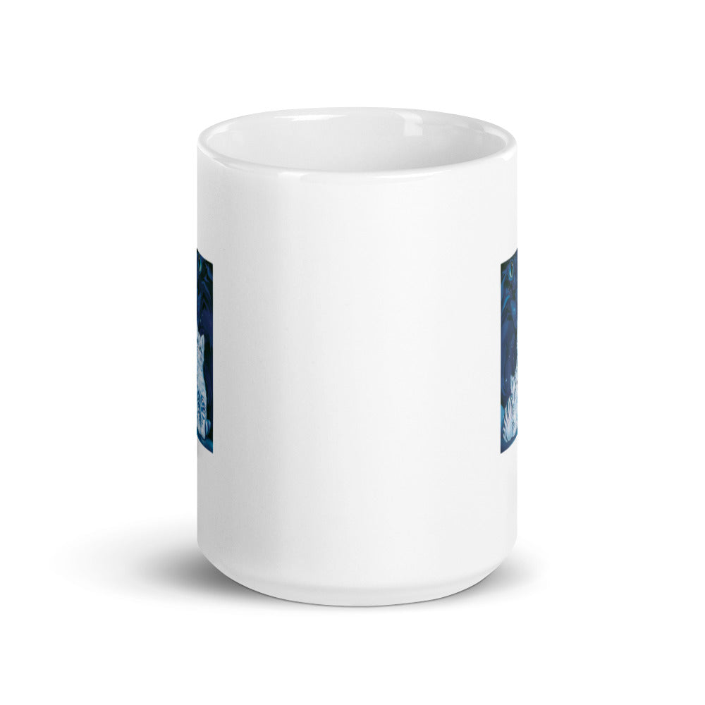 Wishing Cats Design White Glossy Mug