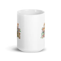 Kittens in Flowers Design White Glossy Mug