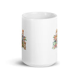 Kittens in Flowers Design White Glossy Mug