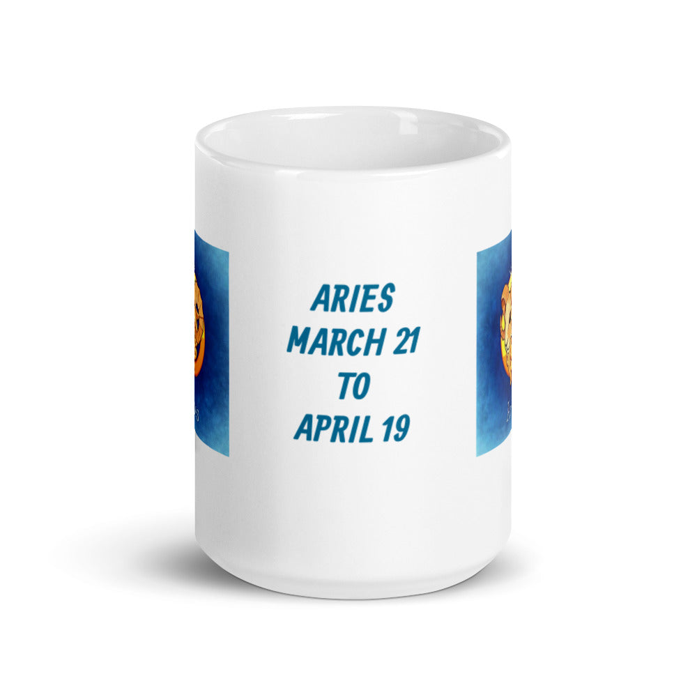 Zodiac Sign Aries Design  White Glossy Mug