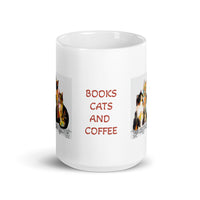 Books Cats and Coffee Design White Glossy Mug