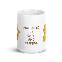 Motivated By Cats & Caffeine White Glossy Mug