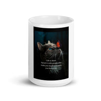 Kitten with Butterfly White Glossy Mug