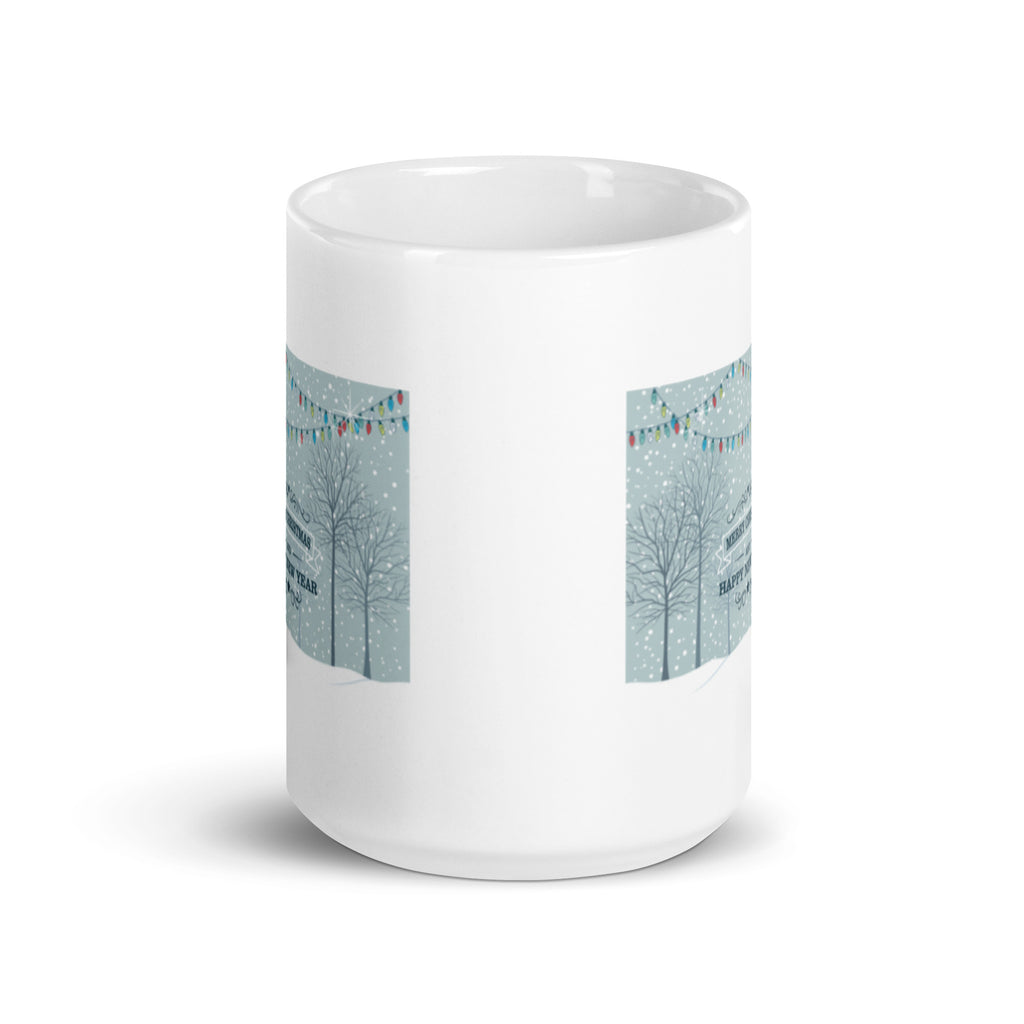 Merry Christmas and Happy New Year White Glossy Mug