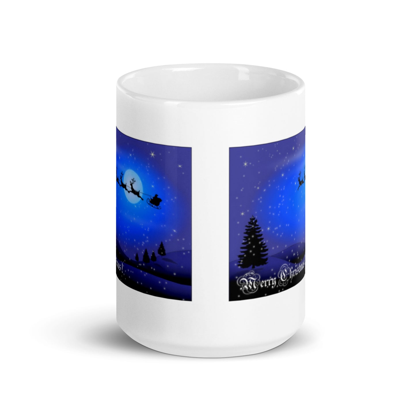 Holiday Merry Christmas White Glossy Mug with Reindeer