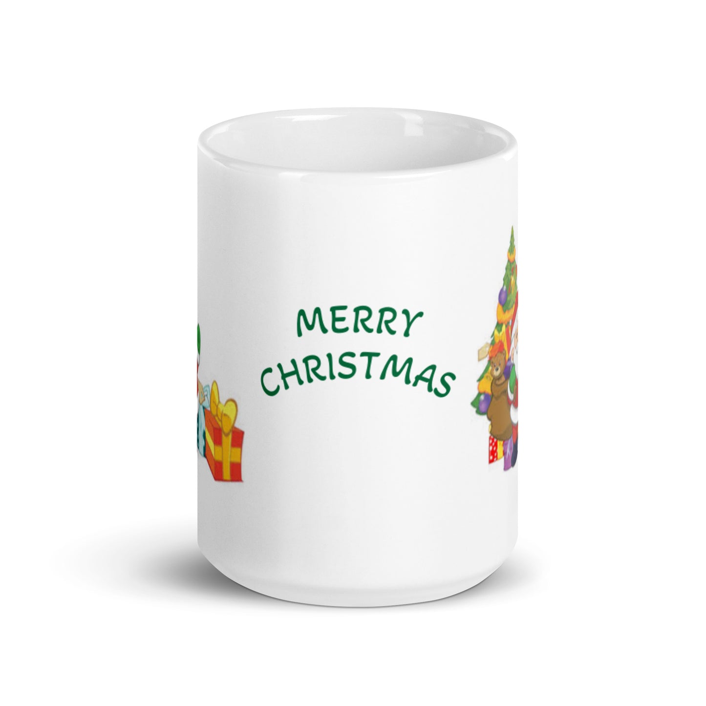 Merry Christmas with Santa White Glossy Mug