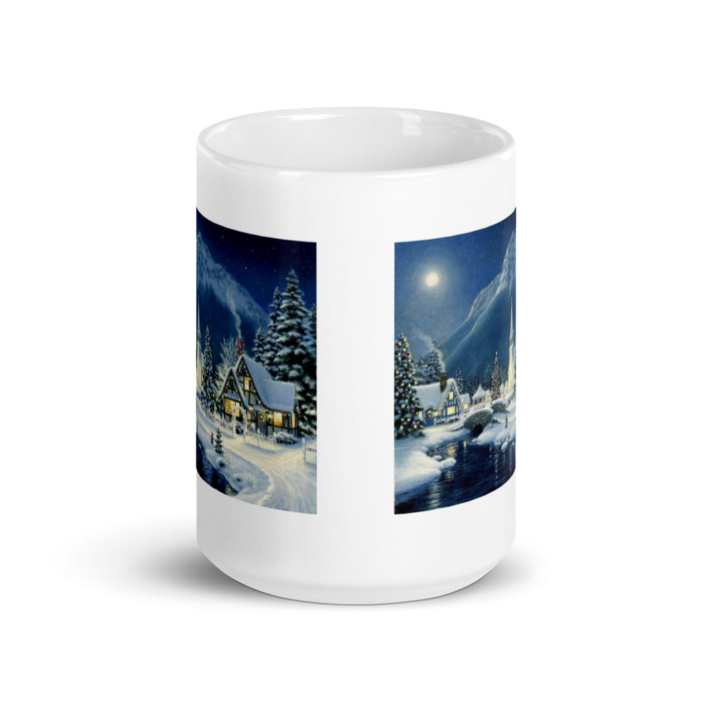 Winter Holiday Scene White Glossy Mug