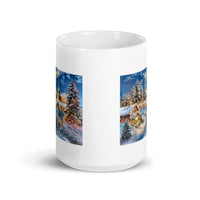 Winter and Christmas Holiday Scene  White Glossy Mug