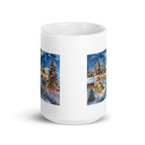 Winter and Christmas Holiday Scene  White Glossy Mug
