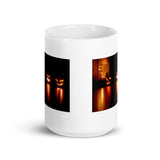 Scary Happy Halloween Jack O' Lantern White Glossy Mug