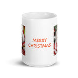 Holiday Kitten Merry Christmas White Glossy Mug