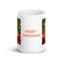 Merry Christmas Orange Tabby Kitten White Glossy Mug