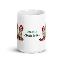 Holiday Merry Christmas Three Kittens White Glossy Mug