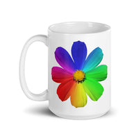 Flower Design White Glossy Mug