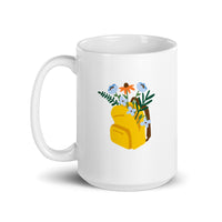 Flower Design White Glossy Mug