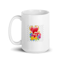 Three Hearts with Flowers White Glossy Mug