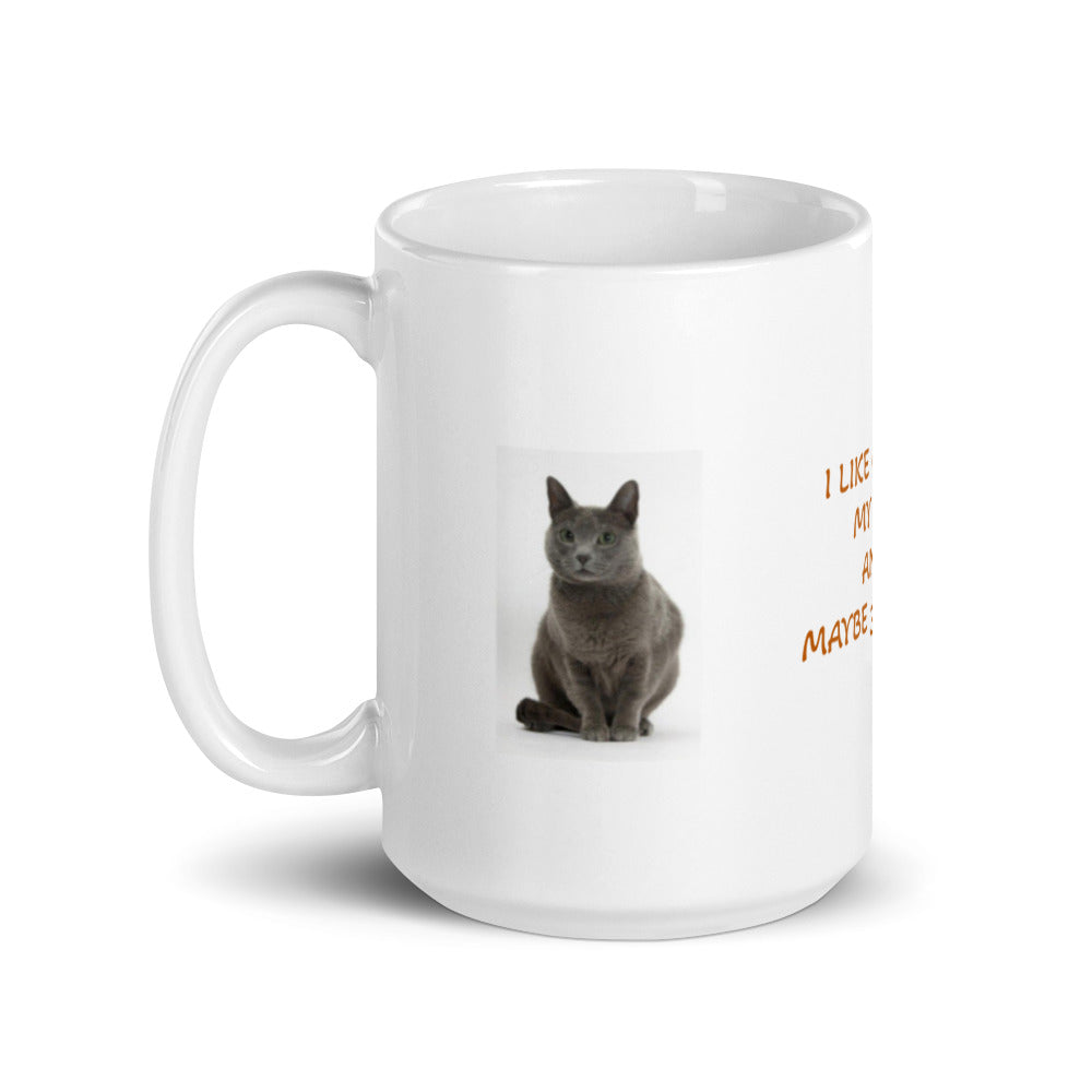 I Like Coffee My Cat Design White Glossy Mug