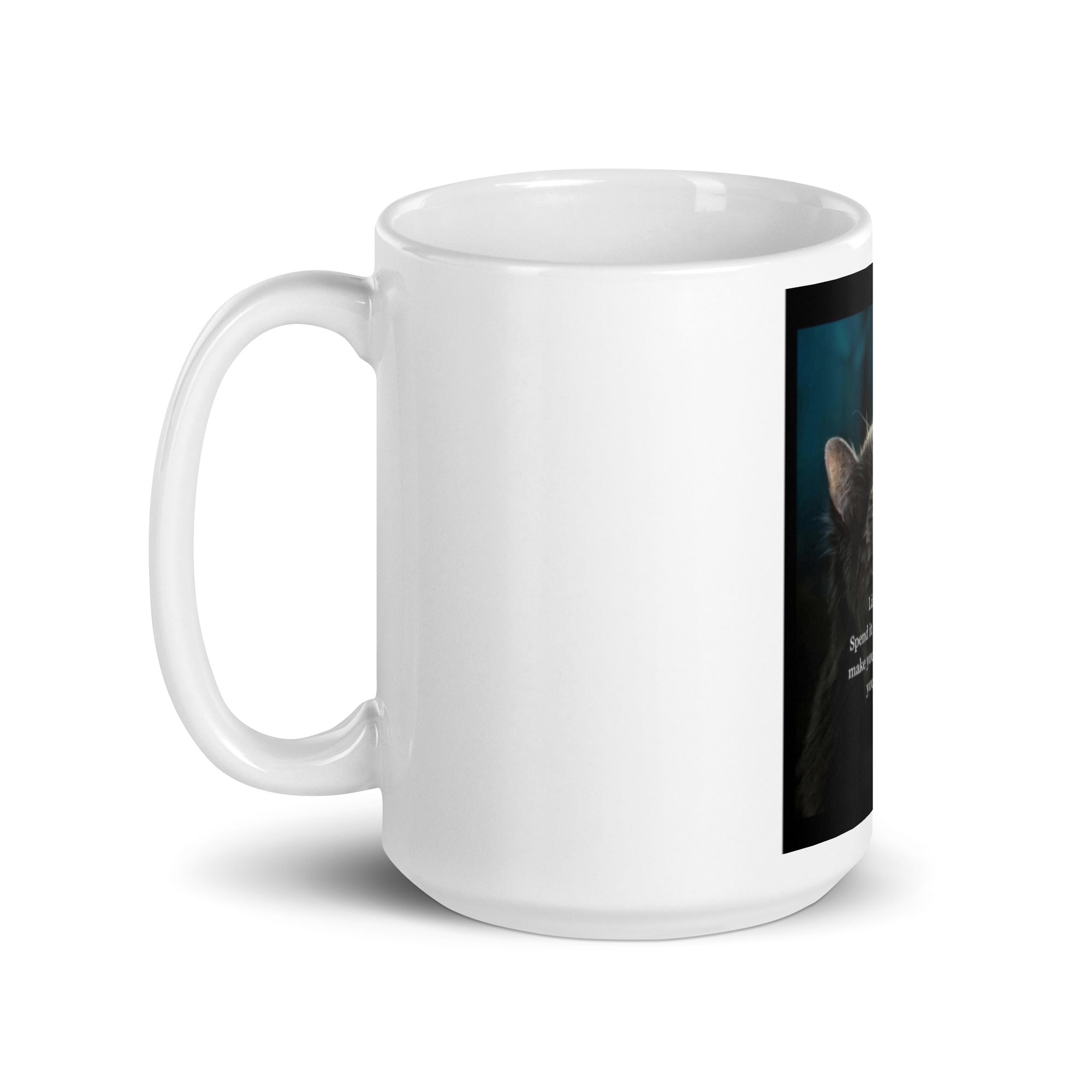 Kitten with Butterfly White Glossy Mug