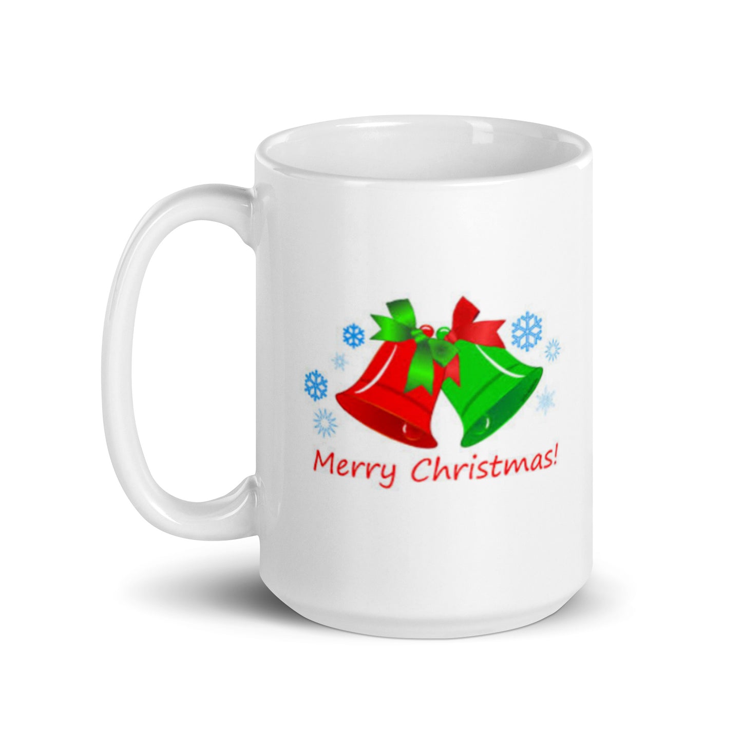 Merry Christmas with Bells White Glossy Mug