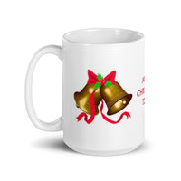 Merry Christmas with Siver Bells White Glossy Mug
