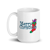 Merry Christmas with Stocking White Glossy Mug