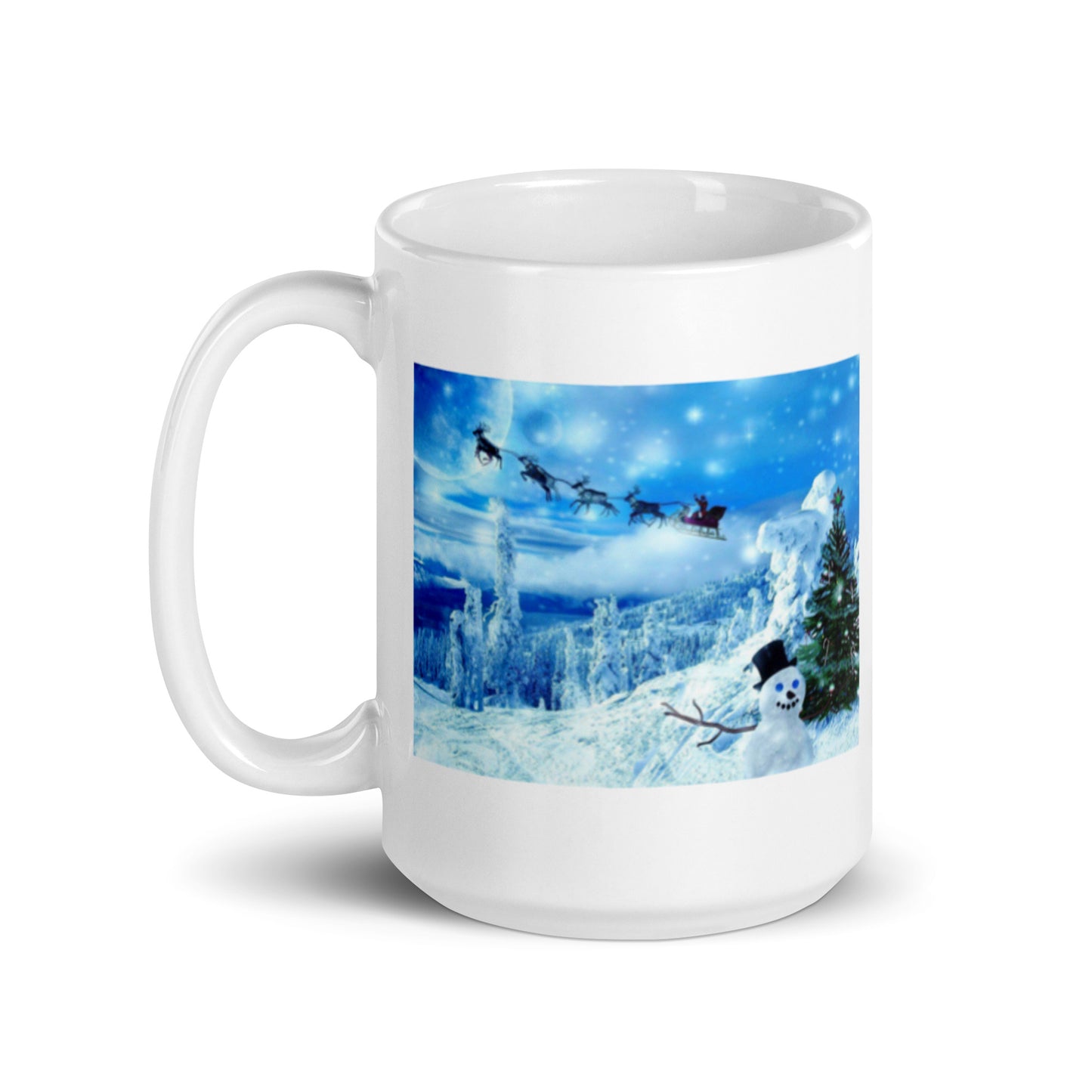 Winter Holiday Christmas Design White Glossy Mug