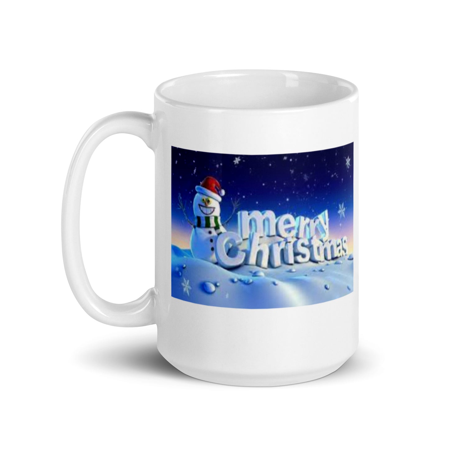Holiday Snowman Wishing Merry Christmas White Glossy Mug